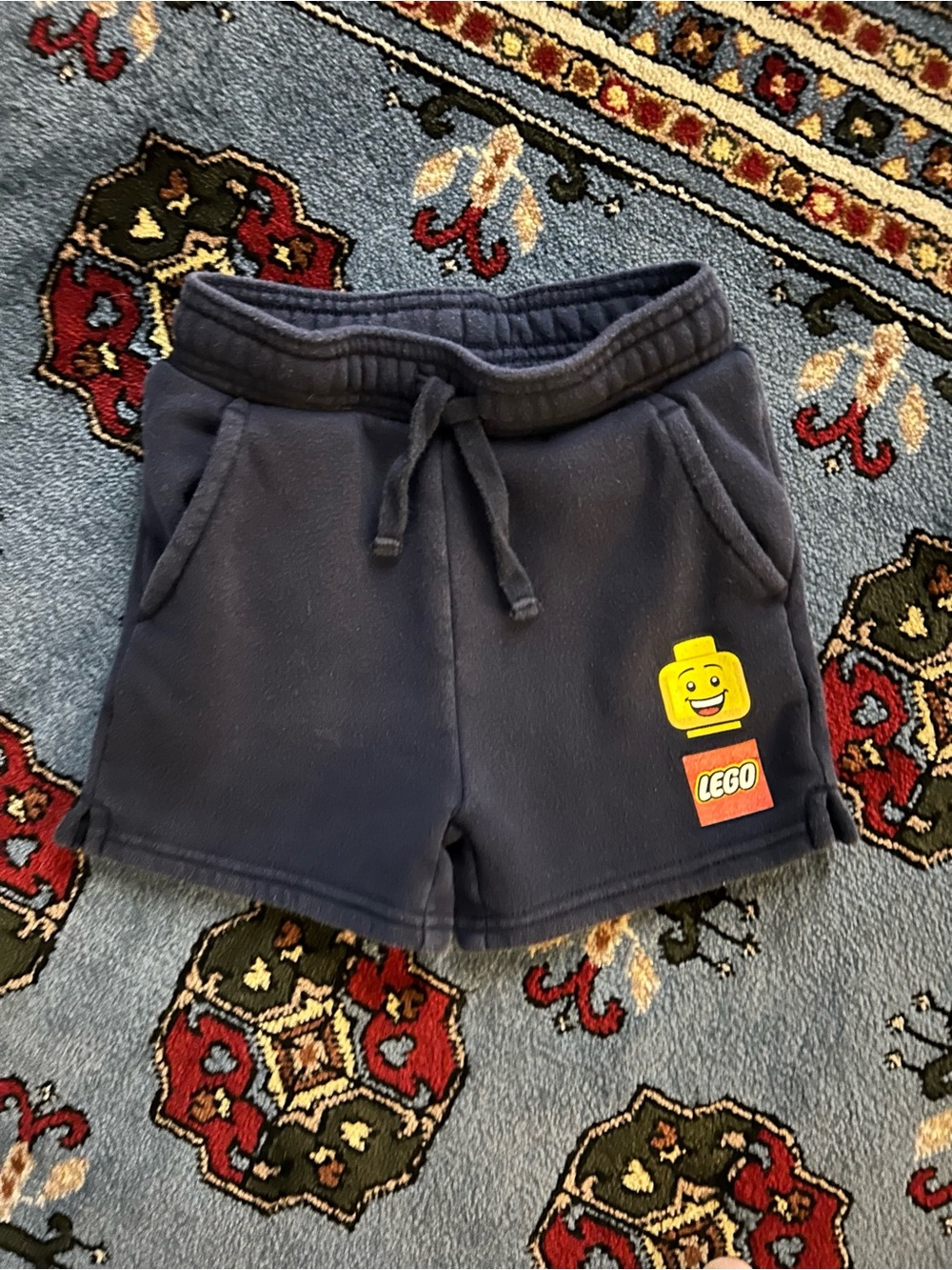 GAP Navy Blue Kids Shorts with Yellow LEGO Face